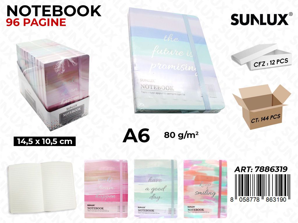 NOTEBOOK ASS. 96PAG. A6 14.5*10.5CM /PZ DA 12**