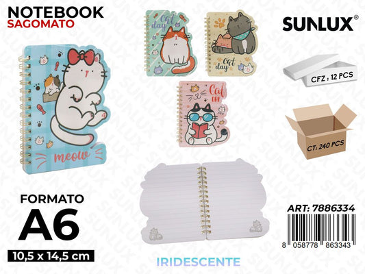Sunlux Notebook Sagomato Iridesc. Ass. A6 10.5*14.5CM / Pz da 12