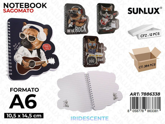 NOTEBOOK SAGOMATO IRIDESC. ASS. A6 10.5*14.5CM / PZ DA 12**