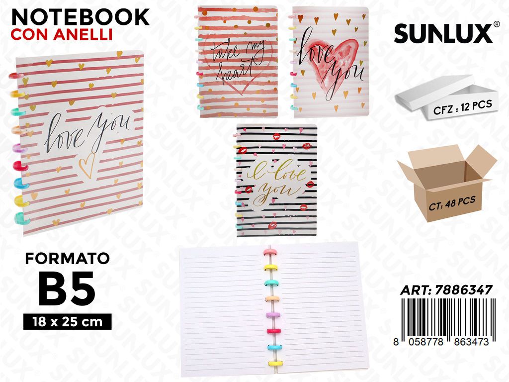 NOTEBOOK C/ANELLI F.TO B5 18*25CM /PZ DA 12**