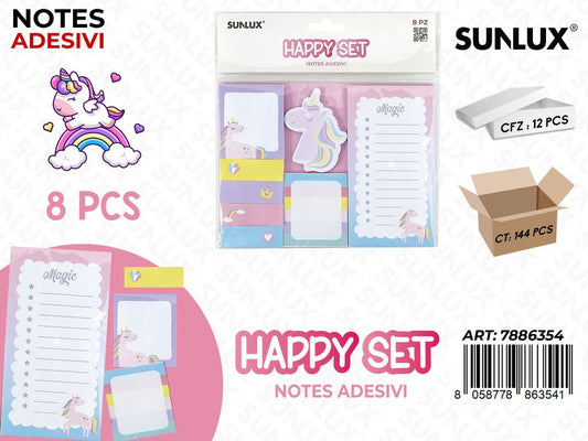 Happy Notes Adv Unicorn 8Pcs