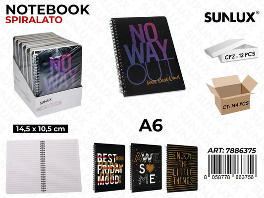 NOTEBOOK SPIRL. A6 14.5*10.5CM /PZ DA 12**