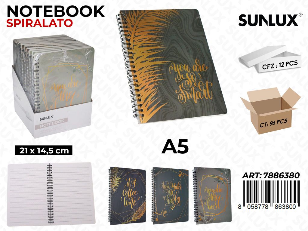 NOTEBOOK SPIRL. A5 21*14.5CM /PZ DA 12**