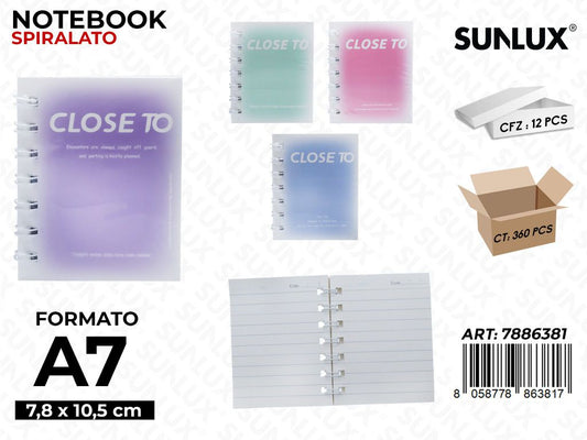 Sunlux Notebook Spirl. Ass. A7 7.8*10.5CM