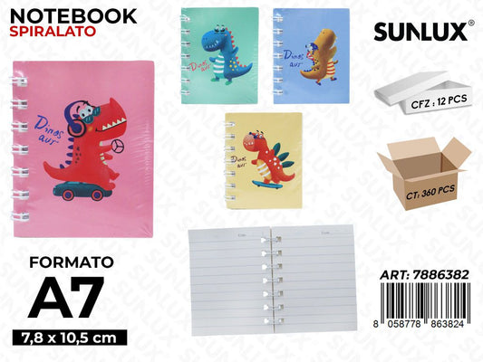 Sunlux Notebook Spirl. Ass. A7 7.8*10.5CM