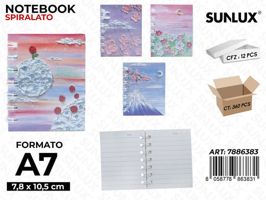 NOTEBOOK SPIRL. ASS. A7 7.8*10.5CM