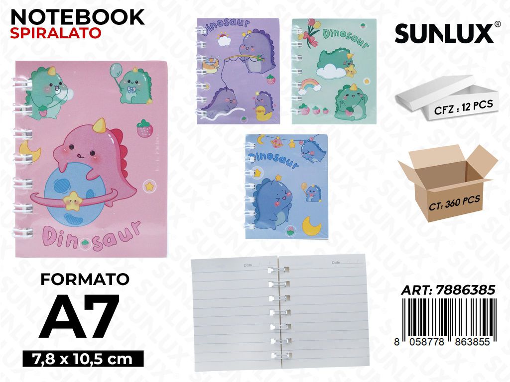NOTEBOOK SPIRL. ASS. A7 7.8*10.5CM