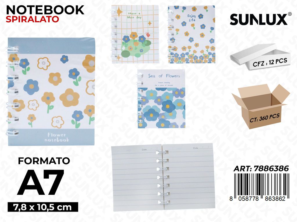 NOTEBOOK SPIRL. ASS. A7 7.8*10.5CM