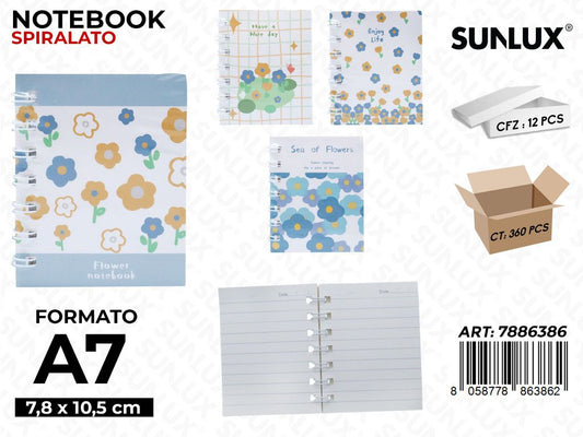 NOTEBOOK SPIRL. ASS. A7 7.8*10.5CM