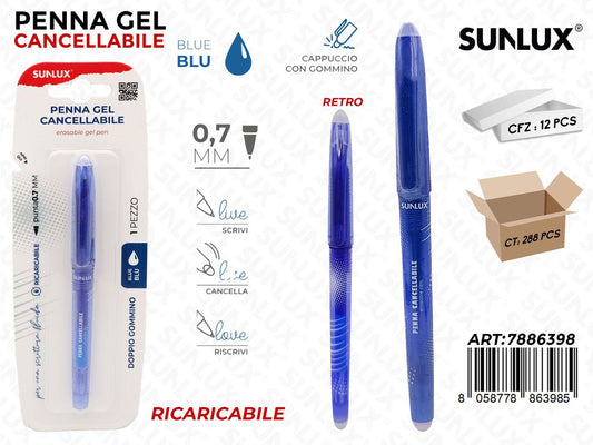 PENNA GEL CANCELLABILE BLU 0.7MM /PZ DA 12**
