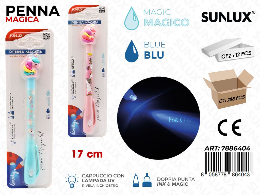 PENNA MAGICA C/ LAMPADA UV BLU 17CM/PZ DA 12**