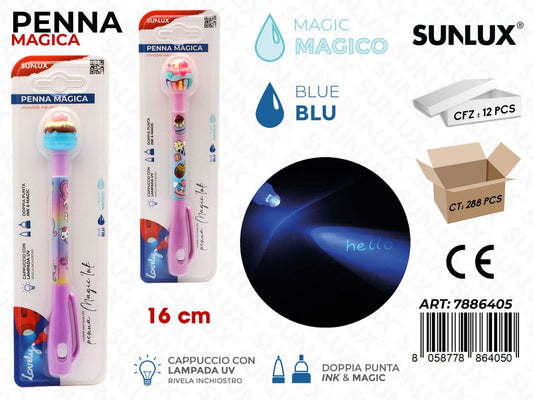 PENNA MAGICA C/ LAMPADA UV BLU 17CM/PZ DA 12**