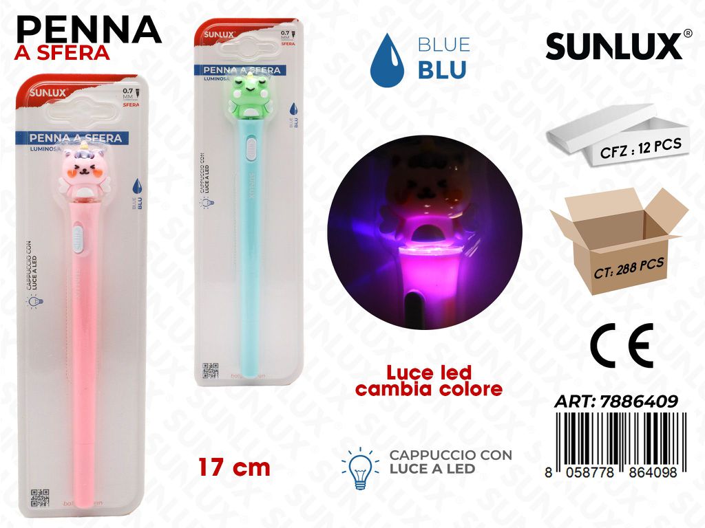 Sunlux Penna Sfera c/ Led Blu 17CM