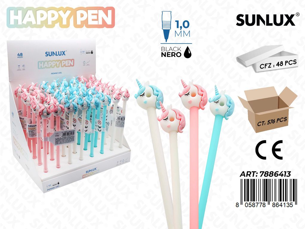 Happy Pen Gel Nero 1.0Mm Unicorn