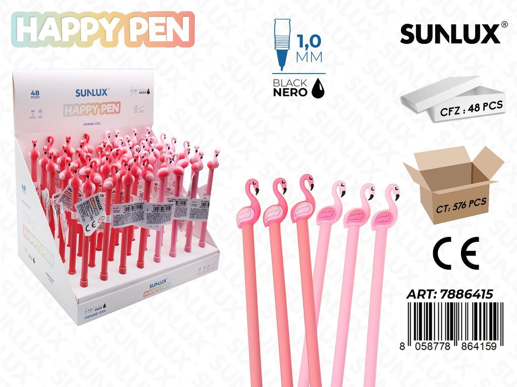 Happy Pen Gel Nero 1.0Mm Flamingo