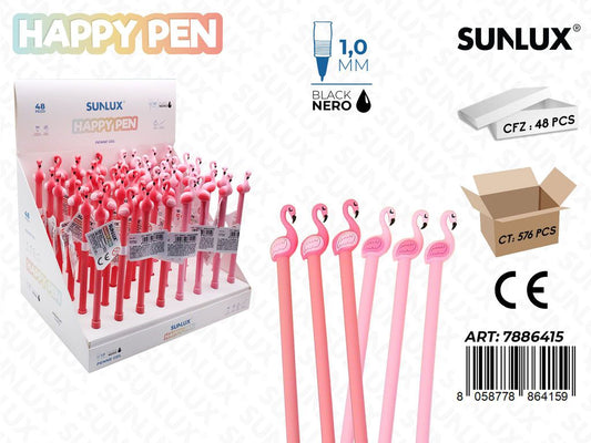 Happy Pen Gel Nero 1.0Mm Flamingo