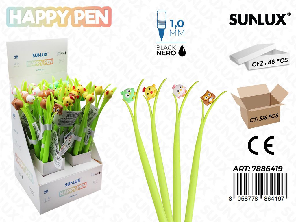 Happy Pen Gel Nero 1.0Mm Uccelli