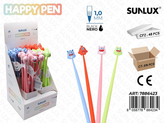 Happy Pen Gel Nero 1.0Mm Mostri