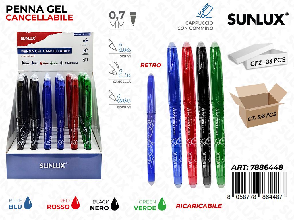 Sunlux Esp. Penna Gel Cancel. Ass. 0.7MM