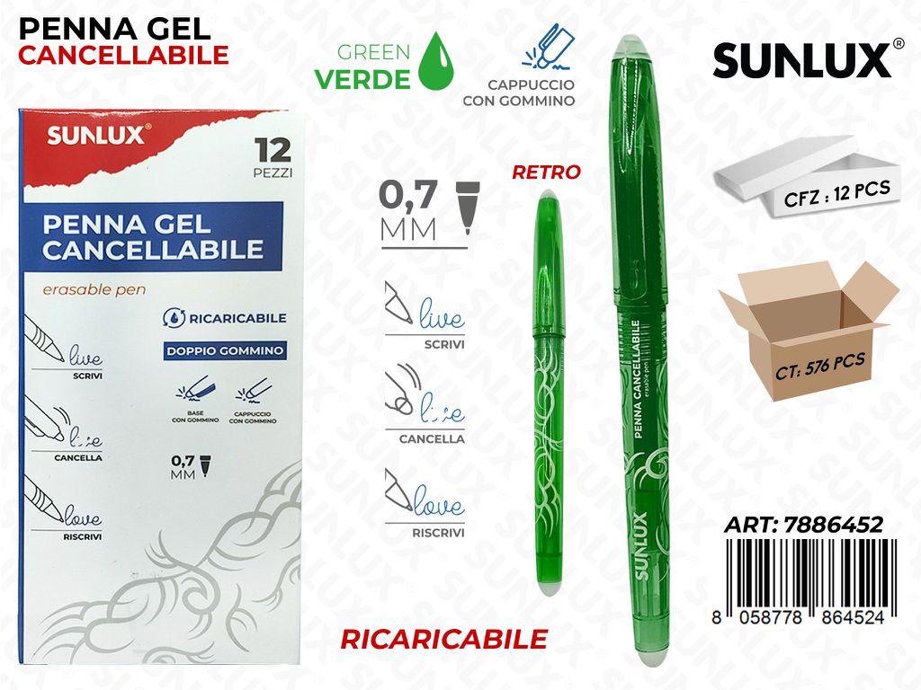 Sunlux Sc. Penna Gel Cancel. Verde 0.7MM