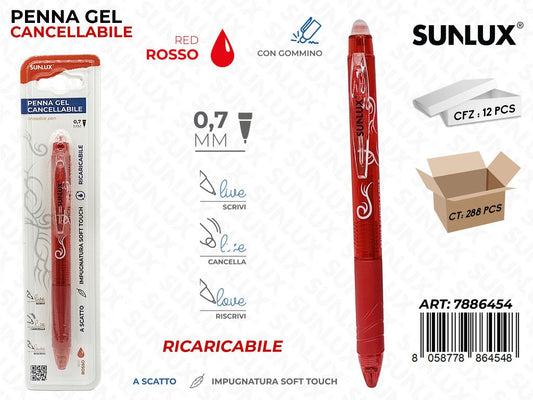 Sunlux Bl. Penna Gel a Scatto Cancel. Rosso 0.7MM