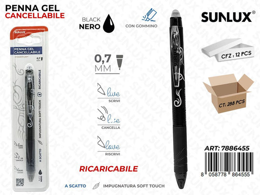 Sunlux Bl. Penna Gel a Scatto Cancel. Nero 0.7MM