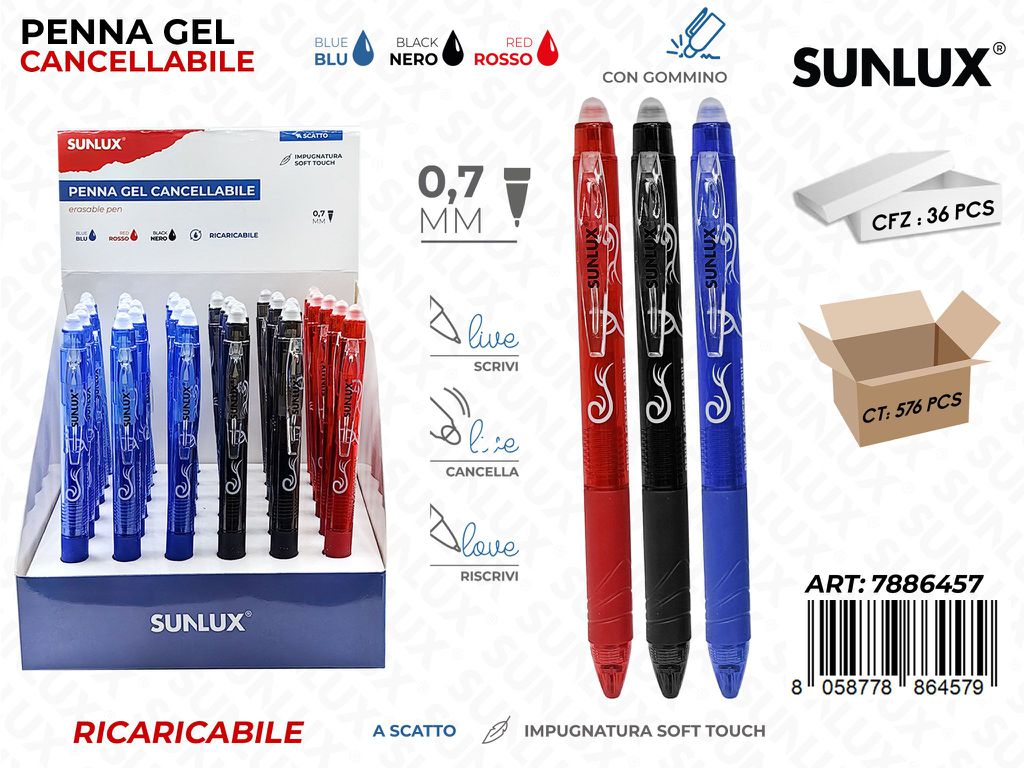 Sunlux Esp. Penna Gel a Scatto Cancel. Ass. 0.7MM