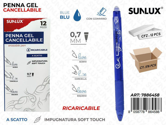 Sunlux Sc. Penna Gel a Scatto Cancel. Blu 0.7MM