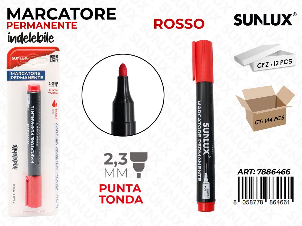 MARCATORE PERMAN. INDEL. ROSSO 2.3MM /PZ DA 12**