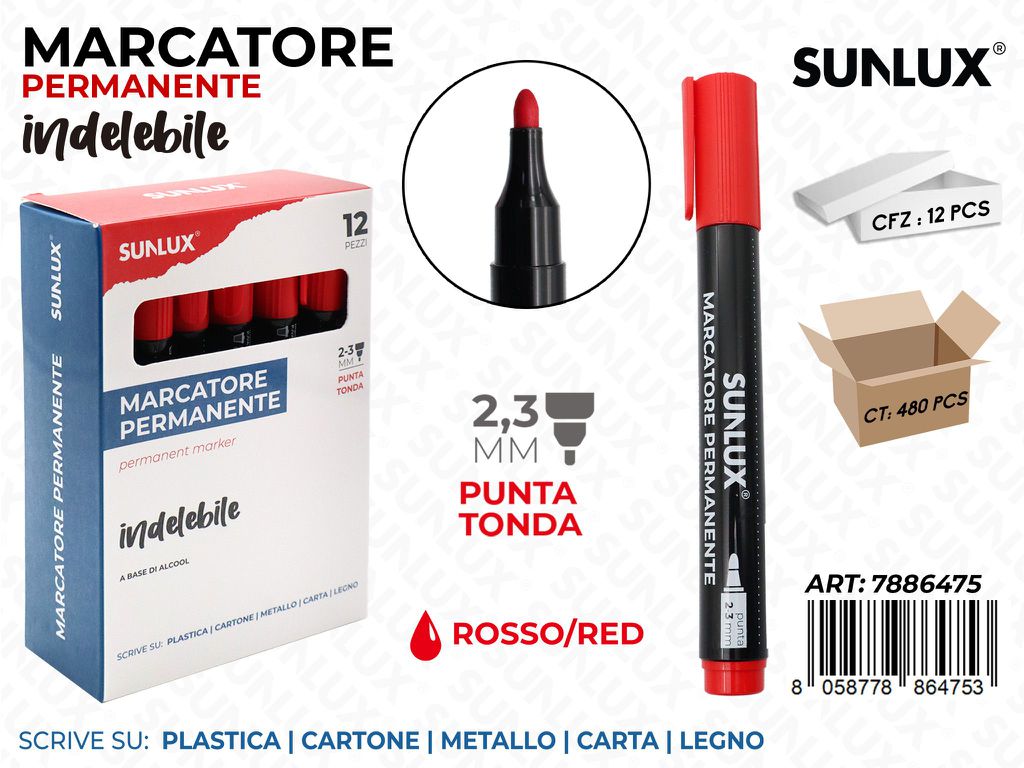 Sunlux Sc. Marcatore Perman. Indel. Rosso 2.3MM