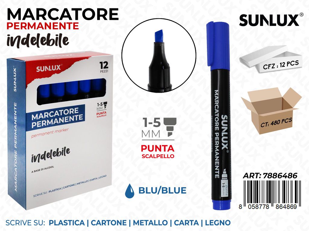 Sunlux Marcatore Perm. Indel. Blu 1-5MM