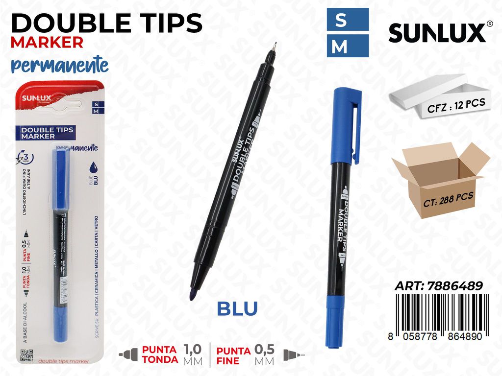 DOUBLE TIPS MARKER PERM. BLU  /PZ DA 12**