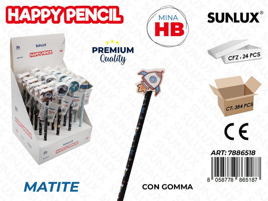 Happy Pencil Space C/Gomma Hb
