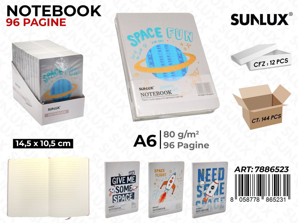 Notebook Ass. A6 14.5*10.5Cm 96Pag. 80Gr