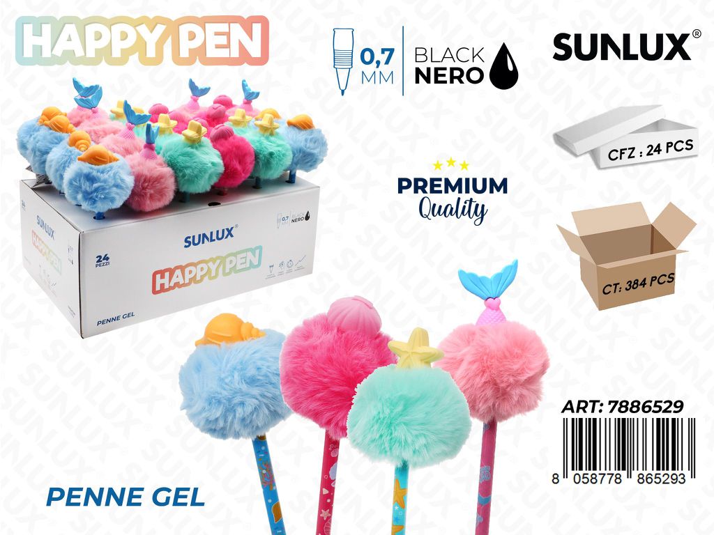 Happy Pen Gel Sirena Nero 0.7Mm