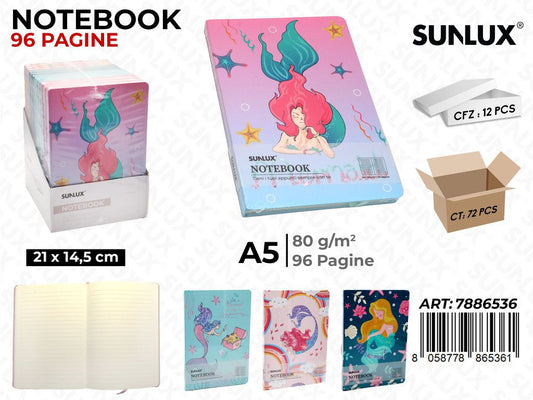 Notebook Ass. A5 21*14.5Cm 96Pag. 80Gr