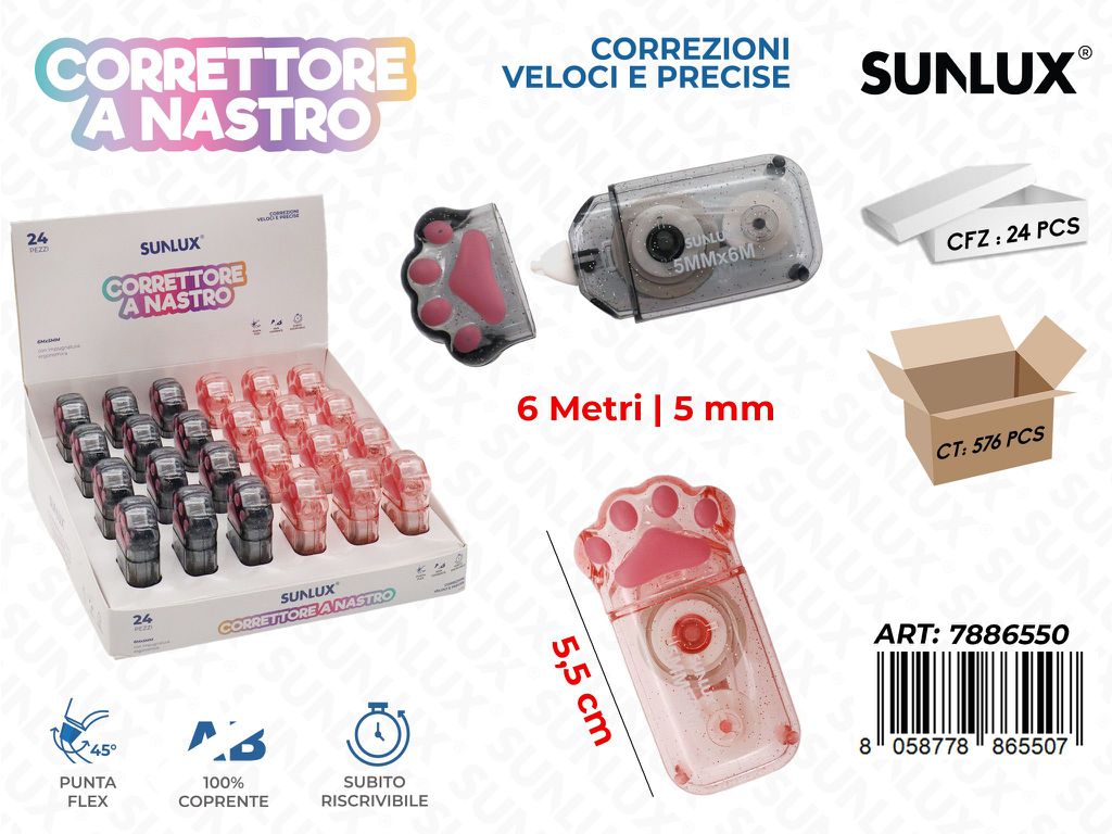 Sunlux Correttore a Nastro Ass. 5.5CM