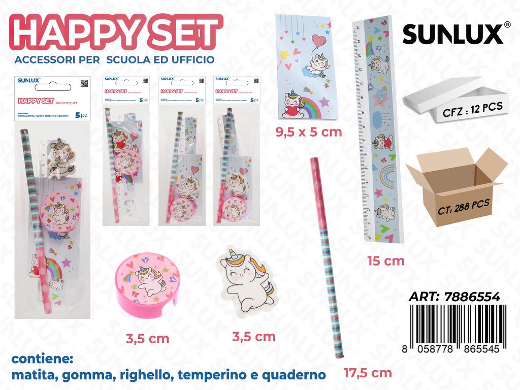 Happy Set Unicorno Ass. 5Pcs