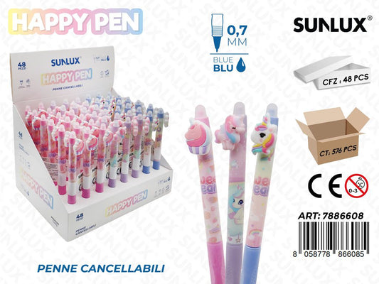 Happy Pen Cancell. Unicorn 0.7Mm Blu