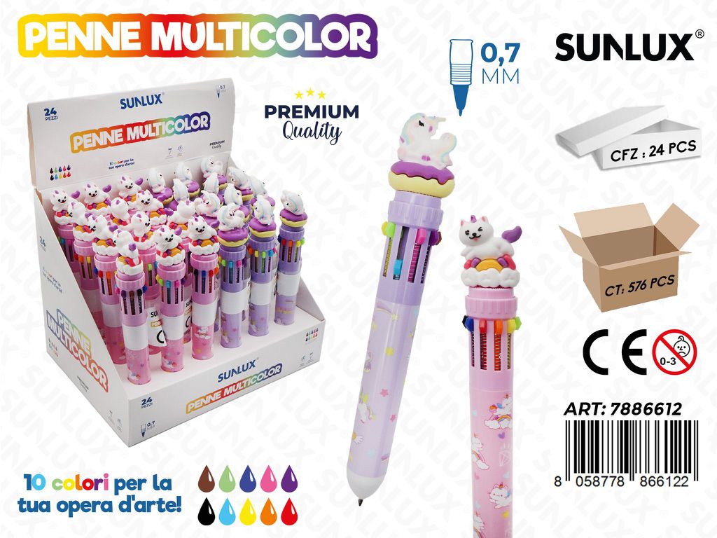 Penne Multicolor Unicorn 0.7Mm Blu