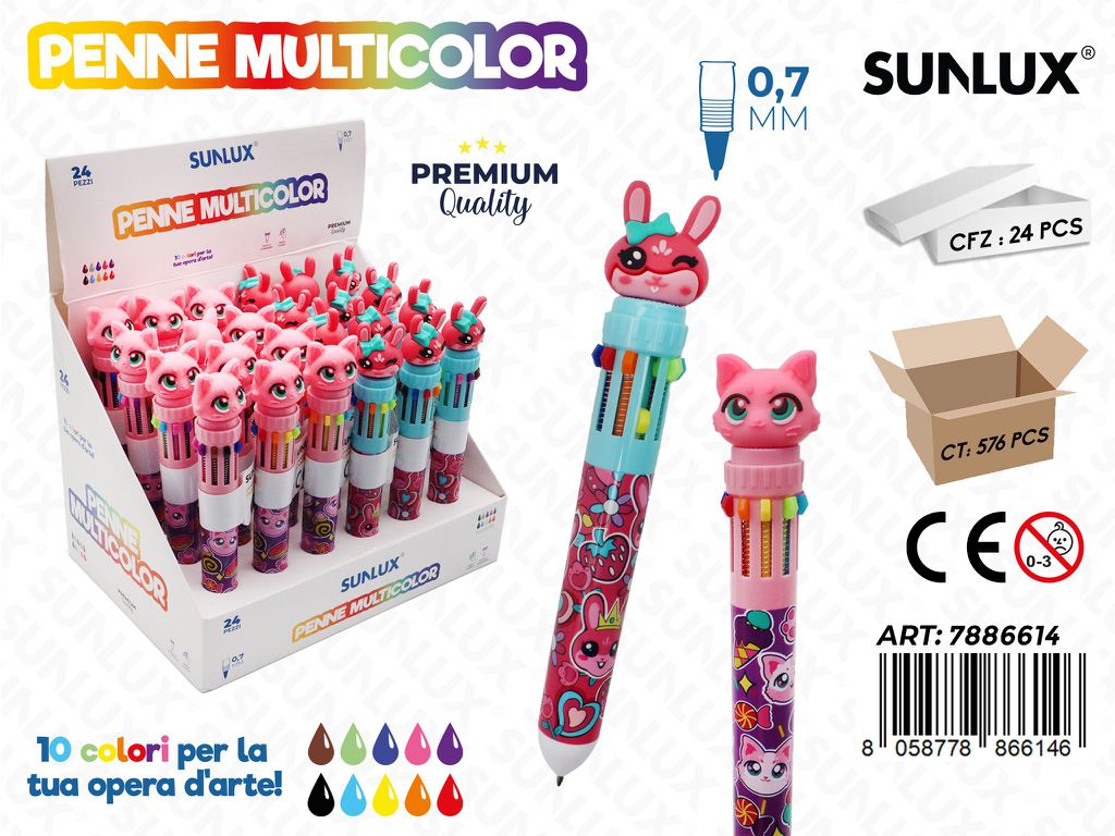 Penne Multicolor Cats 0.7Mm Blu
