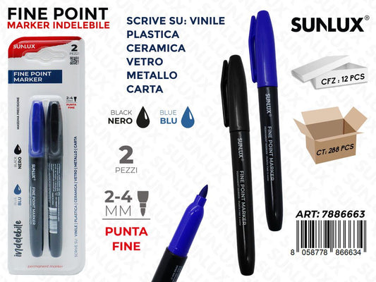 Sunlux Fine Point Marker Indel. 2PCS Ass. 2-4MM