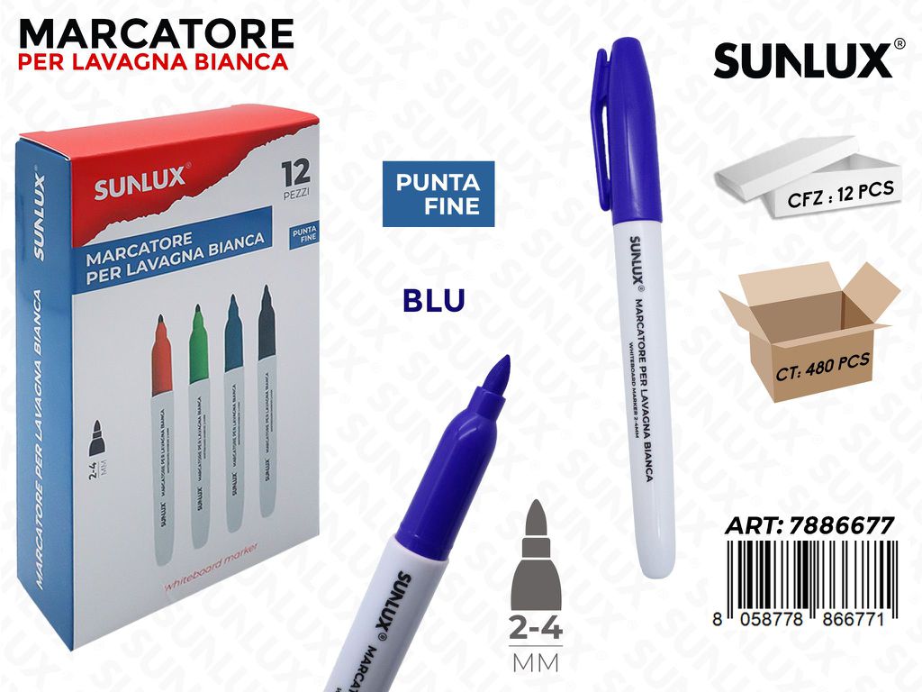 Sunlux Marcatore Lavagna Blu 2-4MM