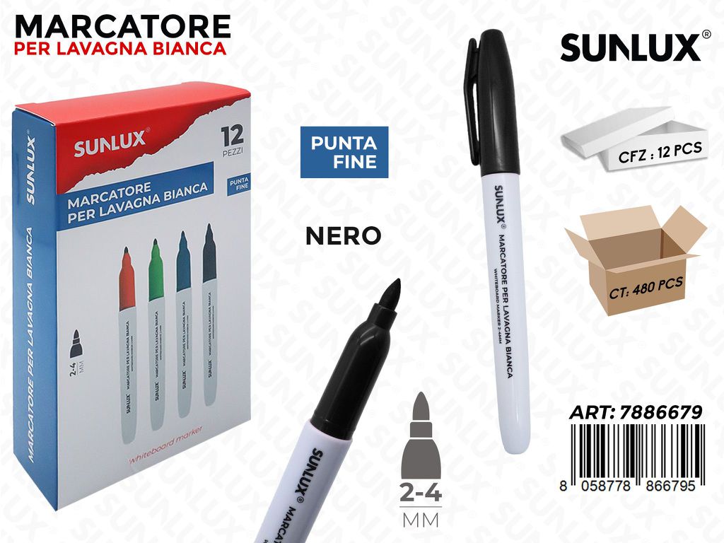 Sunlux Marcatore Lavagna Nero 2-4MM