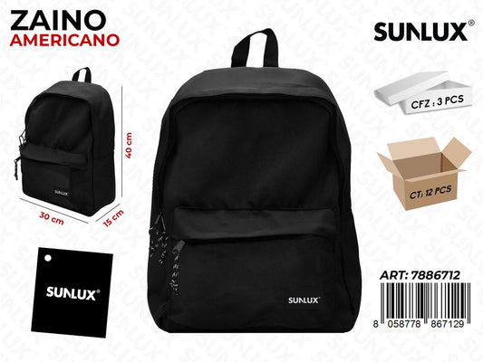 ZAINO AMERICANO NERO 30*40*15CM /PZ DA 3**