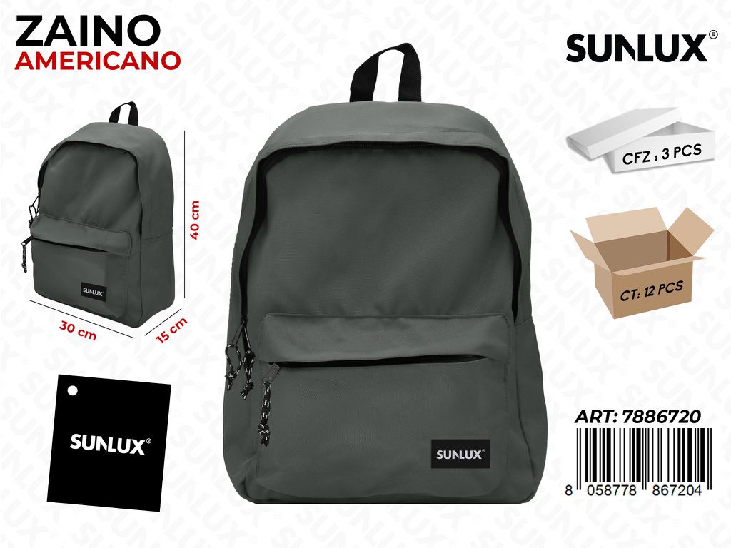ZAINO AMERICANO GRIGIO 30*40*15CM /PZ DA 3**