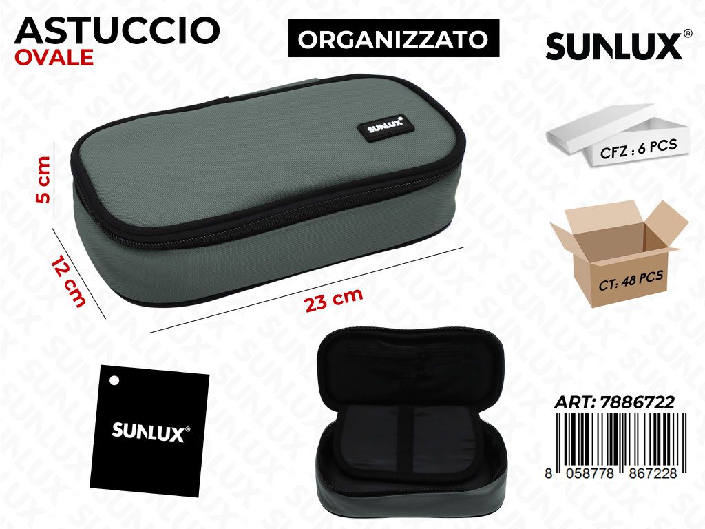 ASTUCCIO OVALE ORG. GRIGIO 23*5*12CM /PZ DA 6**
