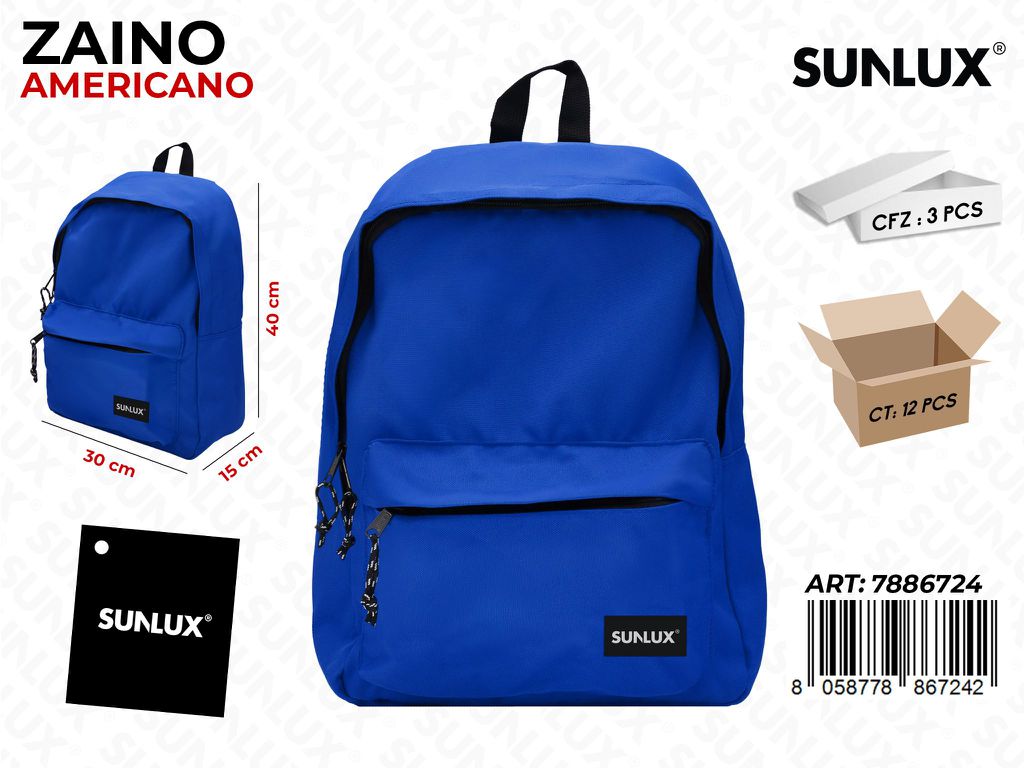 ZAINO AMERICANO BLU 30*40*15CM /PZ DA 3**