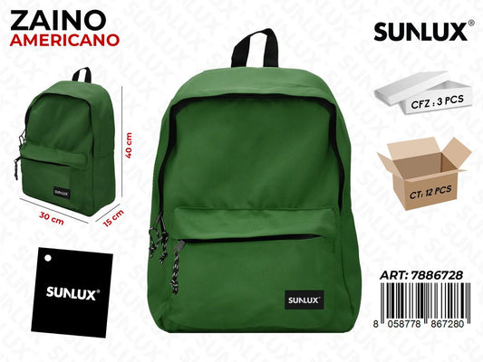 ZAINO AMERICANO VERDE 30*40*15CM /PZ DA 3**