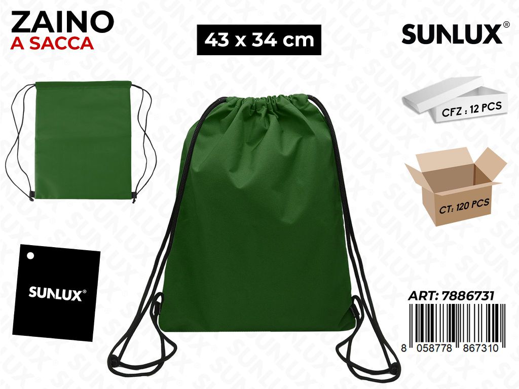 ZAINO A SACCA VERDE 43*34CM /PZ DA 12**